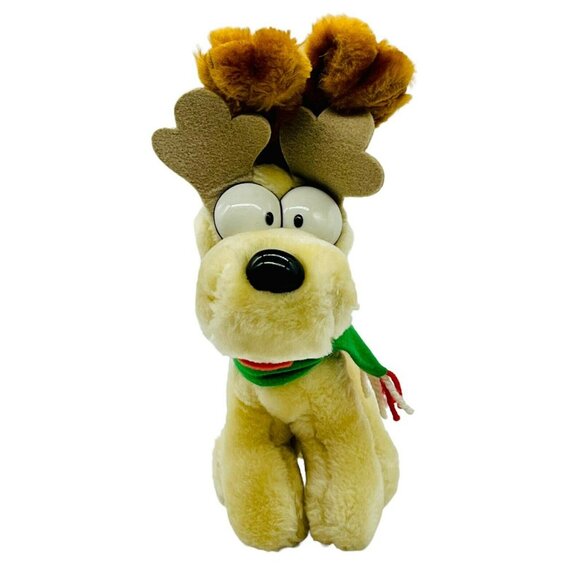 Other - Odie Dog Garfield with Reindeer Antlers Scarf Plush 10 inches Christmas Vintage